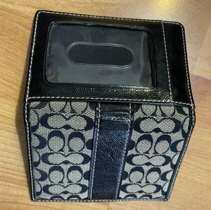 Coach Signature ID Card Holder Wallet Black/Gray